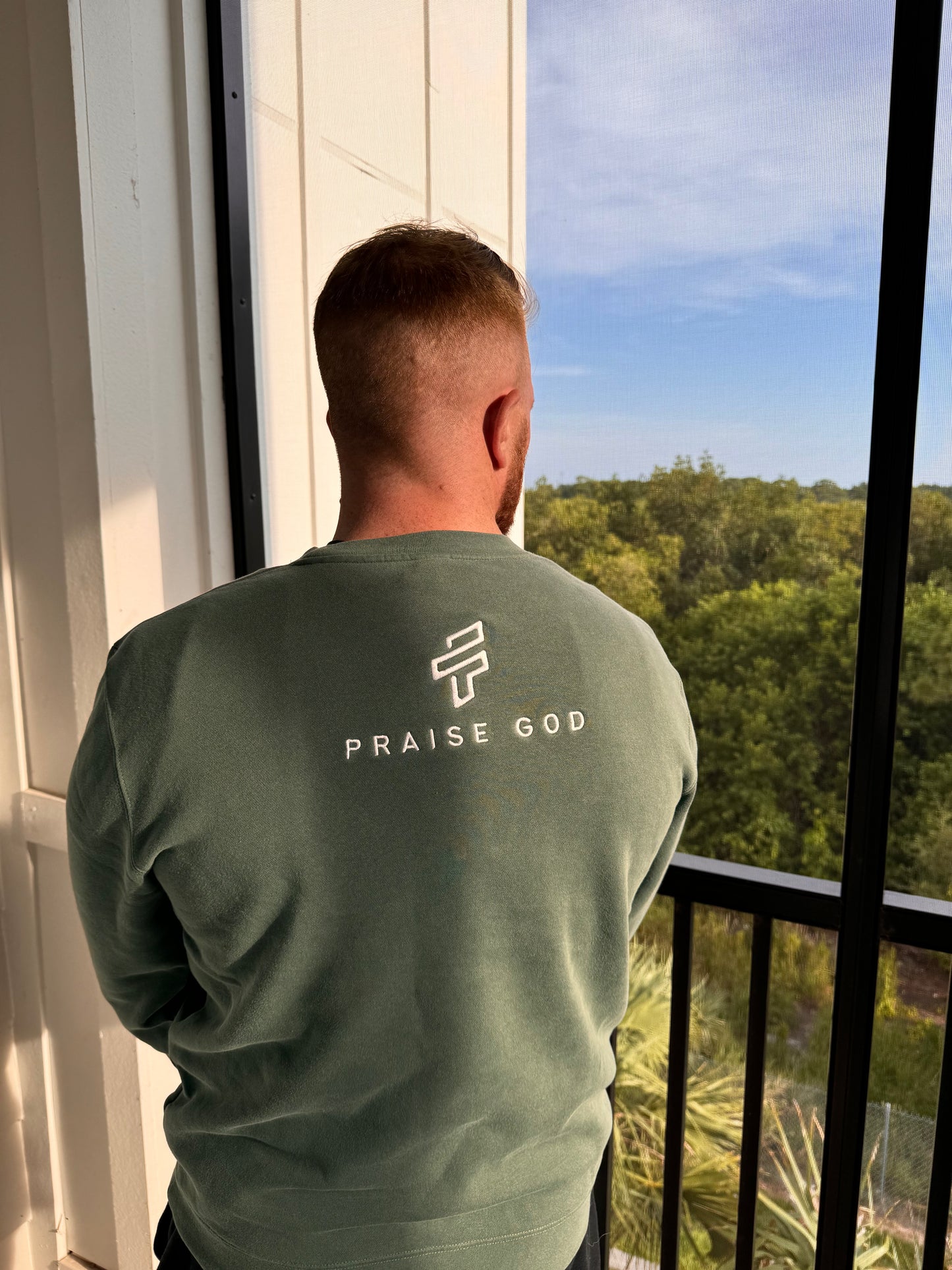 Rich In Faith Crewneck- Alpine Green